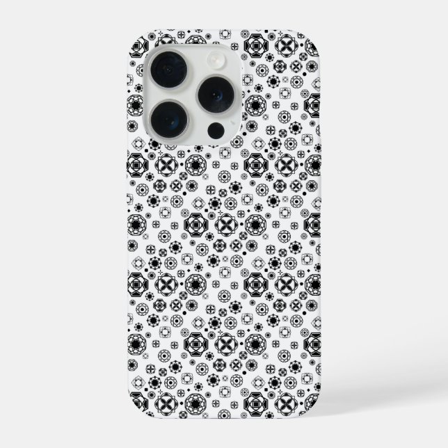 Coque iPhone Motif décoratif arabesque noir blanc mignon (Verso)