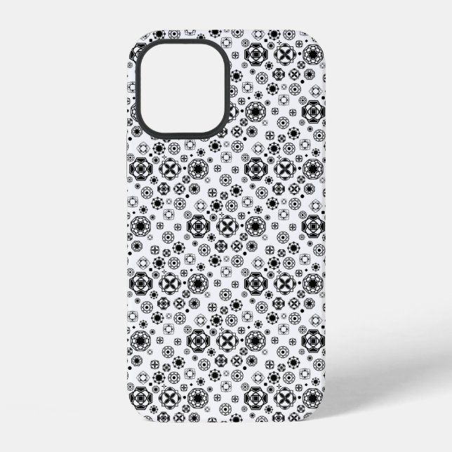 Coque iPhone Motif décoratif arabesque noir blanc mignon (Verso)