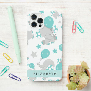 Coque iPhone 12 Pro Motif D'Eléphants, Eléphants Mignons, Votre Nom