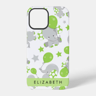 Coque iPhone 12 Pro Motif D'Eléphants, Eléphants Mignons, Votre Nom