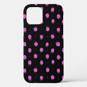 Coque iPhone 12 motif d'encre sans couture avec des fleurs abstra