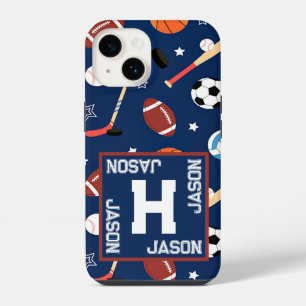 Coque Pour iPhone 14 Motif d'équipement de sport bleu pour enfants