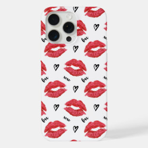 Coque iPhone 15 Pro Max Motif des Baisers rouges et des Coeurs