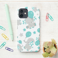 Motif Des Eléphants, Eléphants Mignons - Gris Bleu