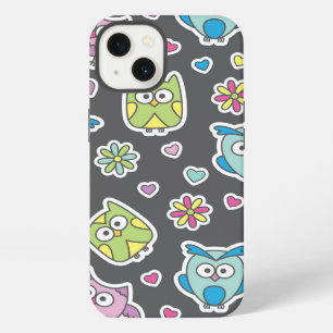 Etui iPhone 13 motif des hiboux de bande dessinée