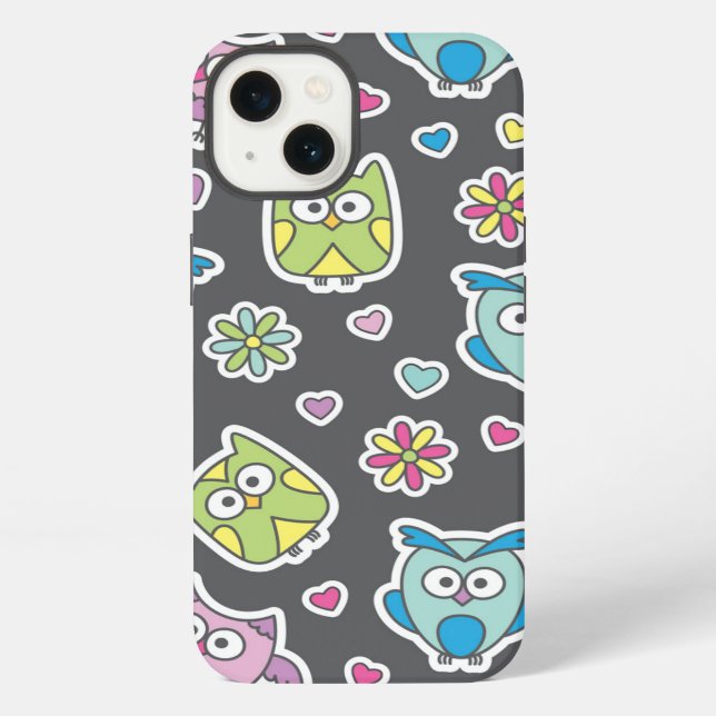 Coque iPhone motif des hiboux de bande dessinée (Verso)