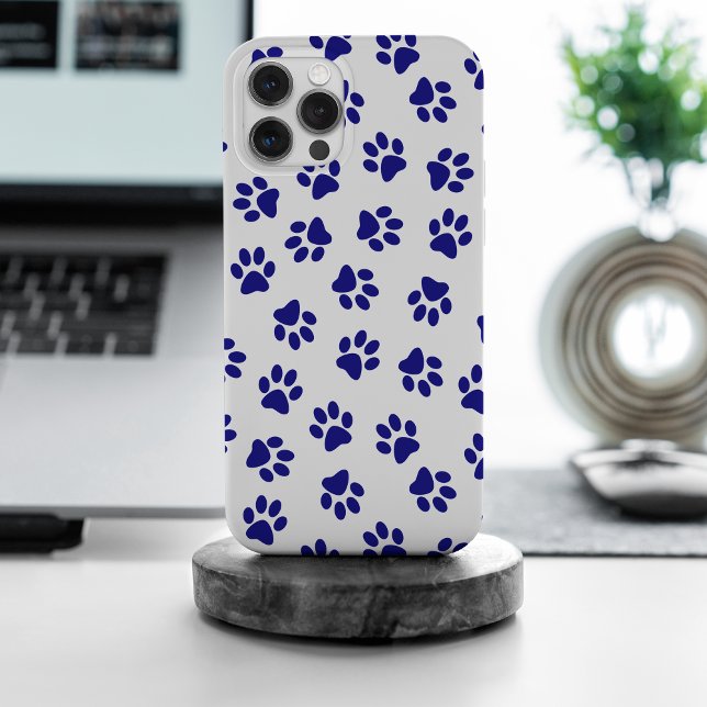 Coque iPhone Motif Des Paws, Paws Chiens, Paws Bleus Marine (Créateur téléchargé)