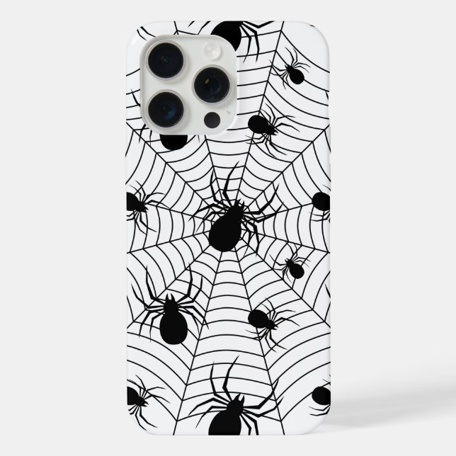 Coque iPhone Motif d'Halloween Black White araignées (Verso)