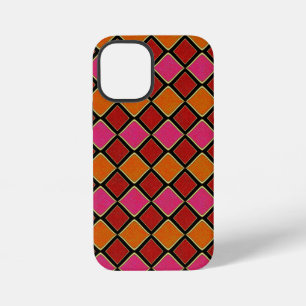 Coque iPhone 12 Mini Motif diamant Harlequin vibrant en rouge, orange,