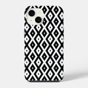 Coque Pour iPhone 14 Motif diamant noir et blanc