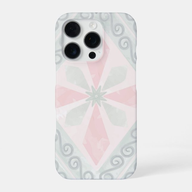 Coque iPhone Motif diamant pastel vert et rose (Verso)