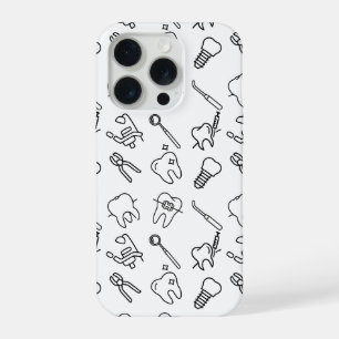 Coque iPhone 15 Pro Motif d'icônes dentaires minimalistes esthétiques 