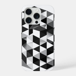 Coque iPhone 15 Pro Motif d'illusion monochrome de cube géométrique 3D