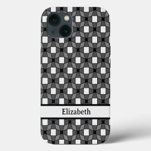Etui iPhone 13 Motif d'illusion optique de vague noir et blanc