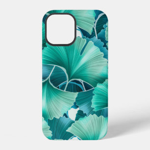 Coque iPhone 12 Motif d'illustration de ginkgo biloba vert