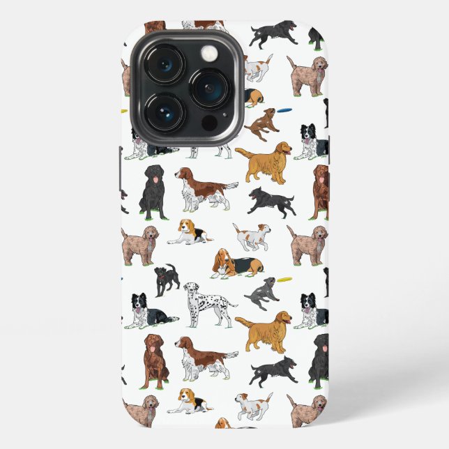 Coque iPhone Motif d'illustrations de chiens mignons (Dos)