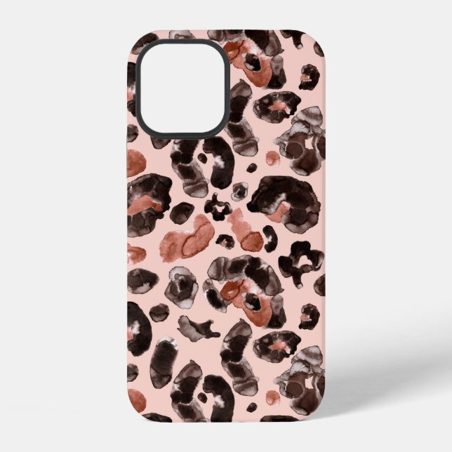 Coque iPhone Motif d'impression d'animal léopard à l'aquarelle (Verso)