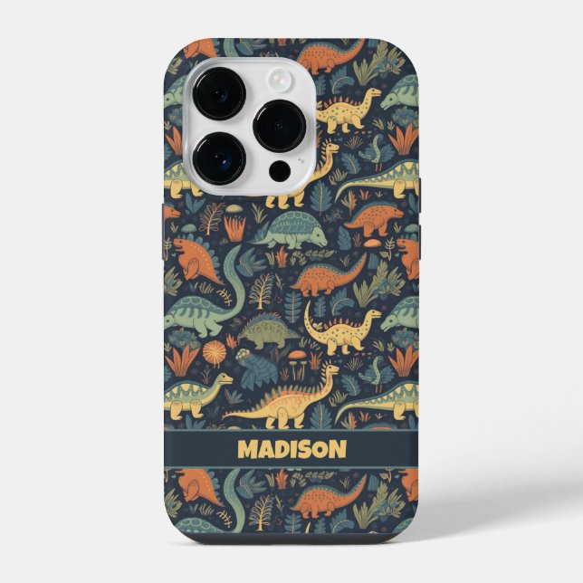 Coque iPhone Motif Dinosaur Texte personnalisé (Verso)