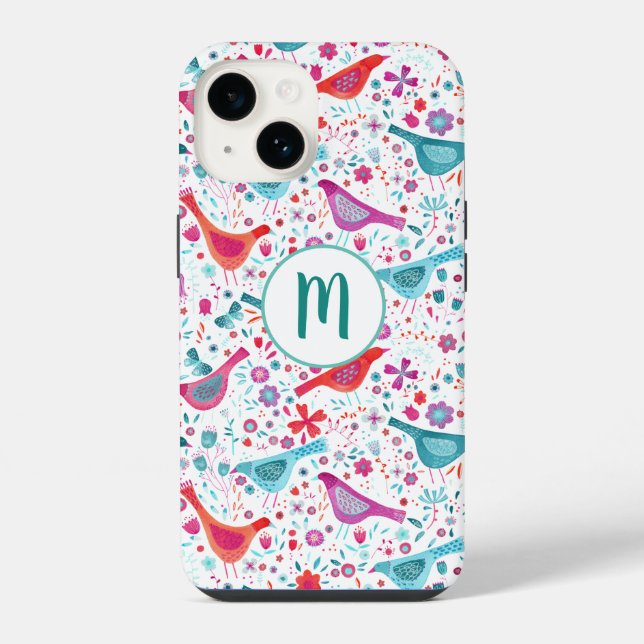 Coque iPhone Motif d'oiseau à monogramme (Verso)