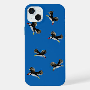 Coque iPhone 15 Plus Motif d'oiseaux Puffins volants Couleur personnali
