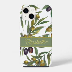 Coque Pour iPhone 14 Motif d'olive de style country français aquarelle