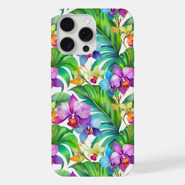Coque iPhone Motif d'orchidée tropicale (Verso)