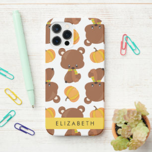 Coque iPhone 12 Pro Motif D'Ours, Mignons Ours, Citrouille, Votre Nom