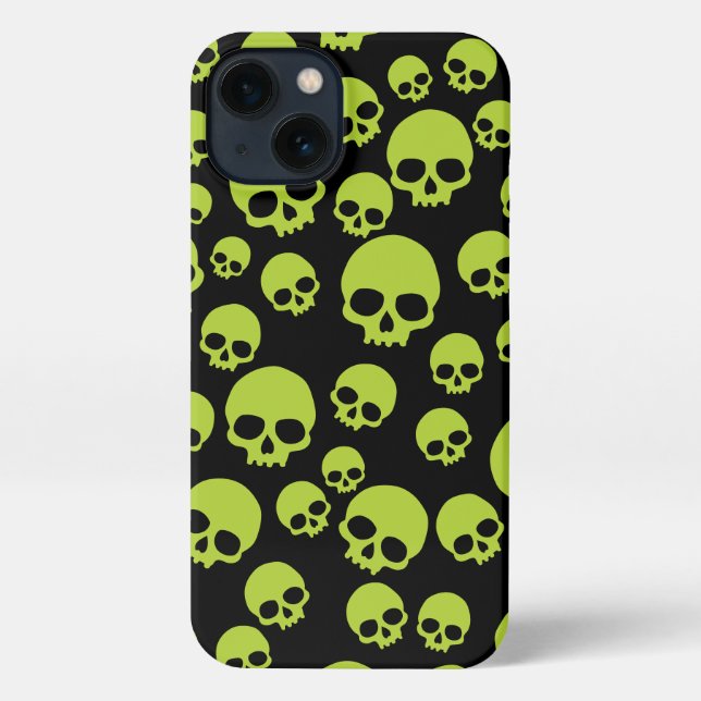 Coque iPhone Motif du crâne aléatoire vert de poison (Verso)