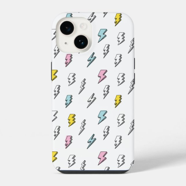 Coque iPhone Motif éclair doodle mignon (Verso)