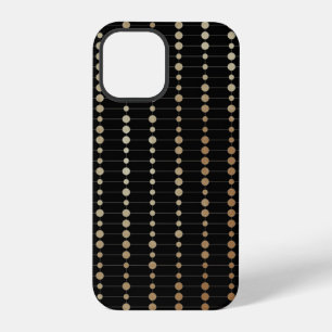 Coque iPhone 12 Pro Motif élégant de cercles et de points en or modern