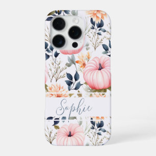 Coque iPhone 16 Pro Motif élégant de citrouilles et fleurs d'automne