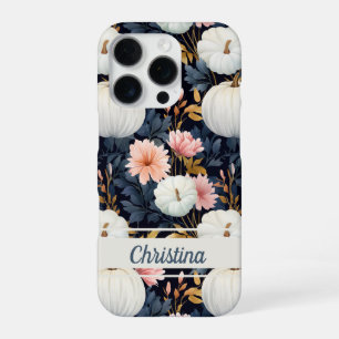 Coque iPhone 16 Pro Motif élégant de citrouilles et fleurs d'automne