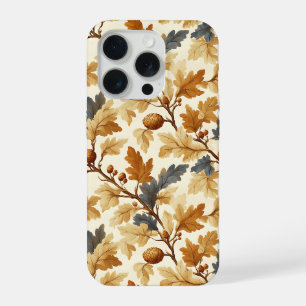 Coque iPhone 15 Pro Motif élégant de feuille de chêne et de pomme de p