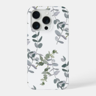 Coque iPhone 15 Pro Motif élégant de feuilles d'eucalyptus vert sauge