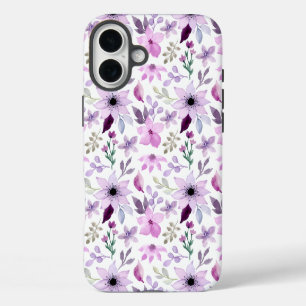 Coque iPhone 16 Plus Motif élégant de fleurs roses et violettes