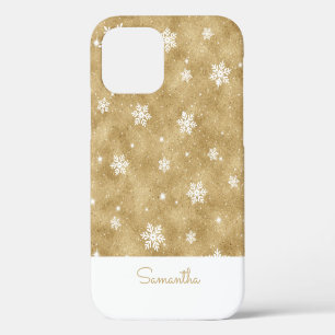 Coque iPhone 12 Motif élégant de flocon de neige de Noël en paille