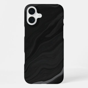 Coque iPhone 16 Plus Motif élégant en marbre de pierre noire