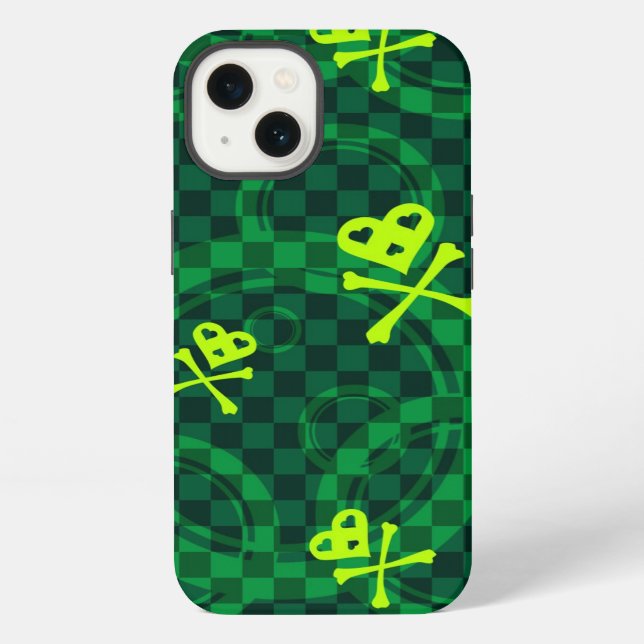 Coque iPhone Motif Emo Vert Avec Cercles (Verso)