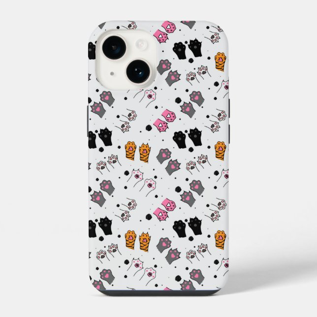 Coque iPhone Motif Empreintes de Chat (Verso)