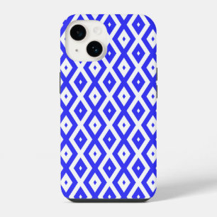 Coque Pour iPhone 14 Motif en diamant bleu et blanc
