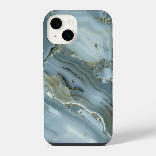Coque iPhone Motif en marbre gris bleu iPhone / Android (Verso)