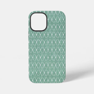 Coque iPhone 12 Mini Motif en treillis velouté en vert menthe
