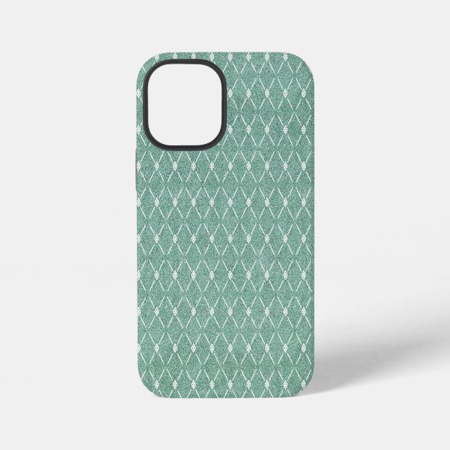 Coque iPhone Motif en treillis velouté en vert menthe (Verso)