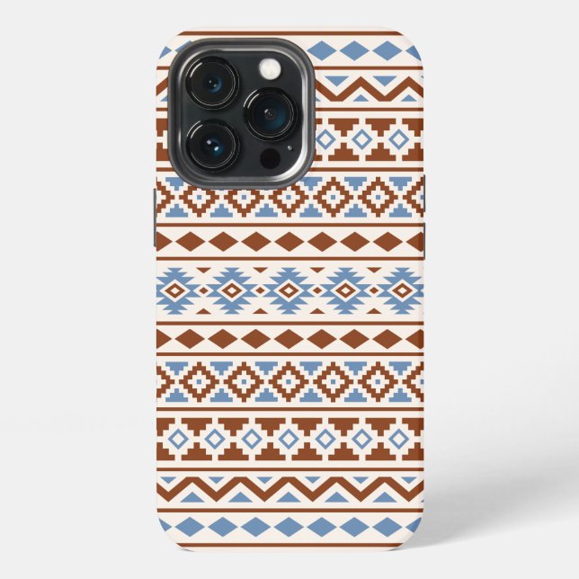 Coque iPhone Motif Essence Aztèque II Crème Bleu Rouille (Dos)