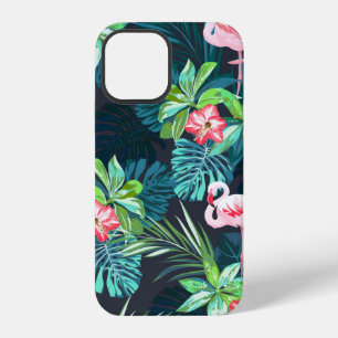 Coque iPhone 12 Motif estival tropical sans couture avec flamant b