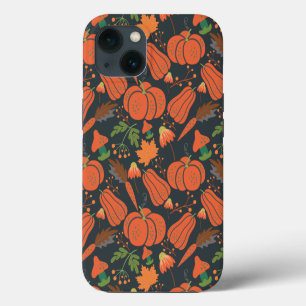 Etui iPhone 13 Motif et carottes citrouille rouge sans soudure