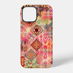 Coque iPhone 12 Motif ethnique sans couture beau sur fond numériqu