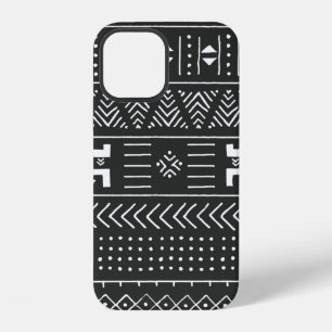 Coque iPhone 12 Motif ethnique tribal noir et blanc avec éléments