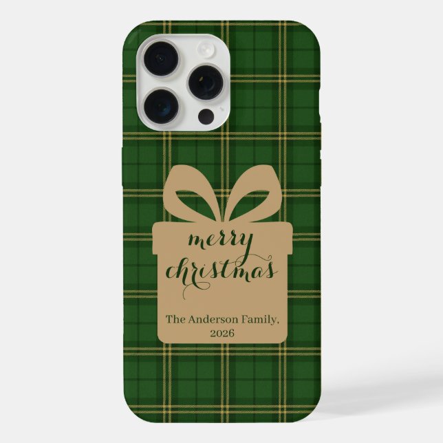 Coque iPhone Motif festif de Noël à carreaux verts -  (Verso)