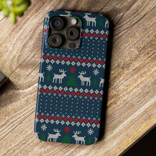 Coque iPhone 15 Pro Motif festif de tricot faux pour Noël de pull moch